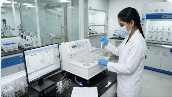 Analyst preparing a pharmaceutical sample